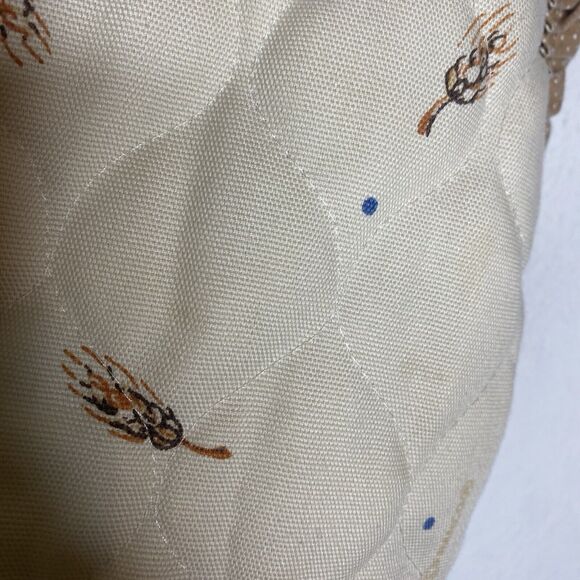 Franco Vintage Mushroom Half Apron Brown Cream Ruffle Trim Waist Tie - Picture 5 of 14